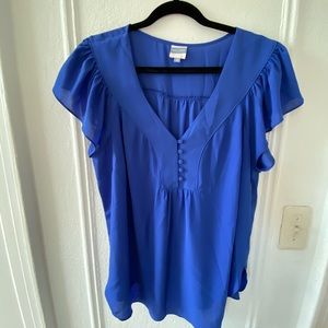 Blue Ruffle Blouse